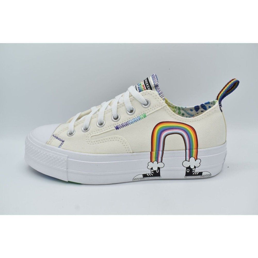 Converse Mens 9.5 Womens 11.5 Chuck Taylor All Star Lift Ox Platform Pride Shoes - Picture 5 of 11